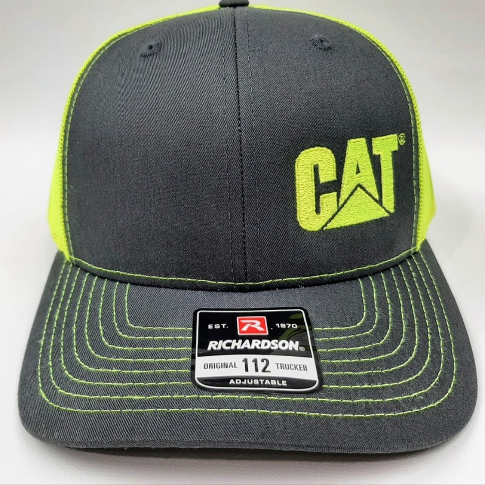 CAT Retro Style Embroidered Richardson 112 Trucker Mesh Snapback Cap Constructio